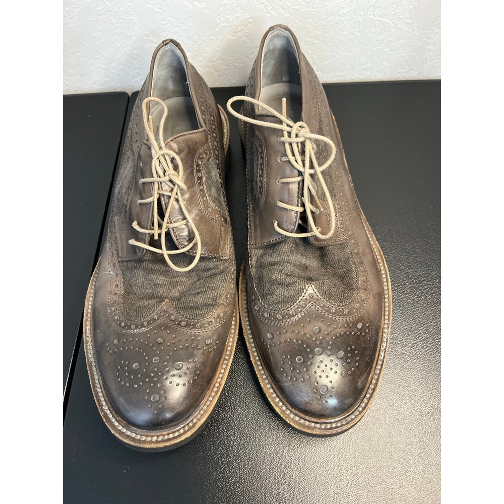 Jennifer Tattanelli Mens Brown Wingtip‎ Brogue Oxford Shoes Leather Suede Italy